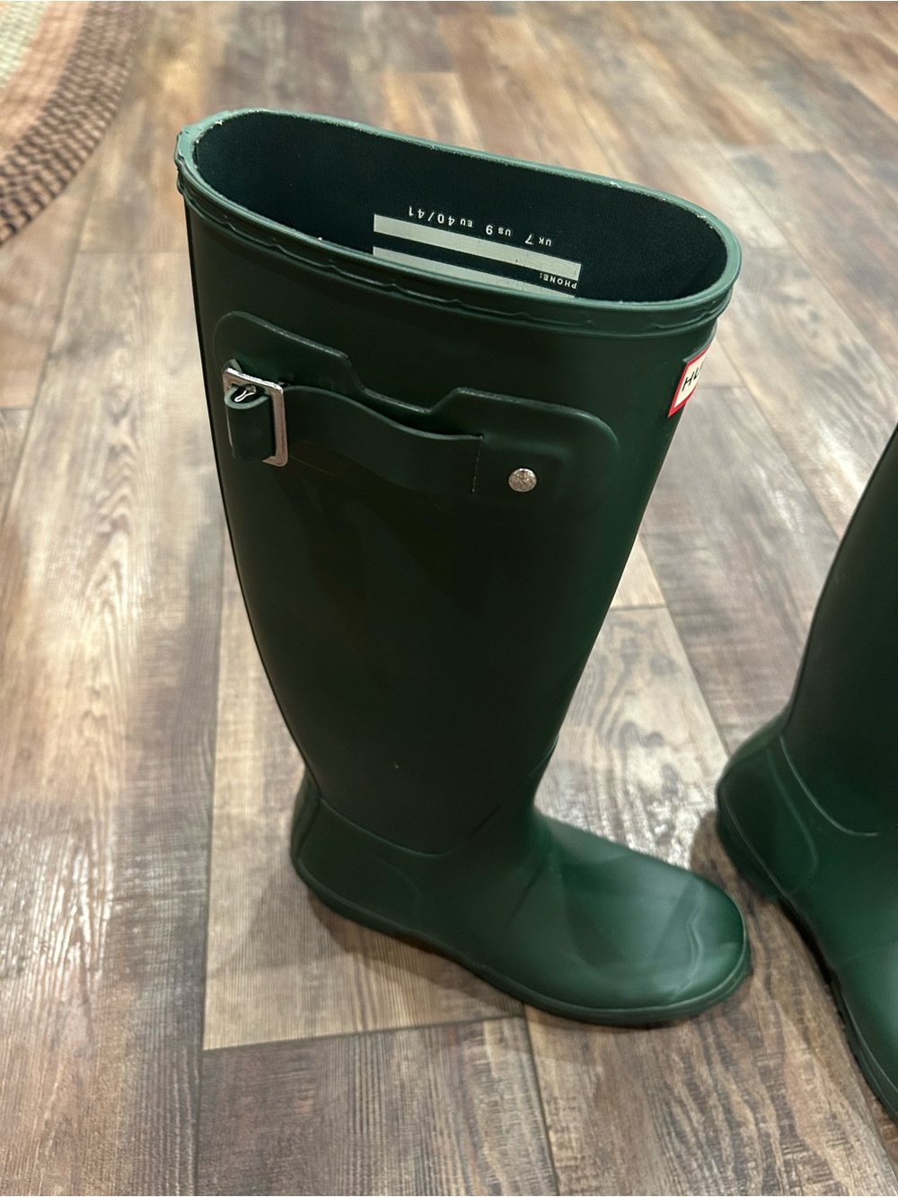 Hunter Green Tall Rain Boots - Dark Green - Picture 3 of 7